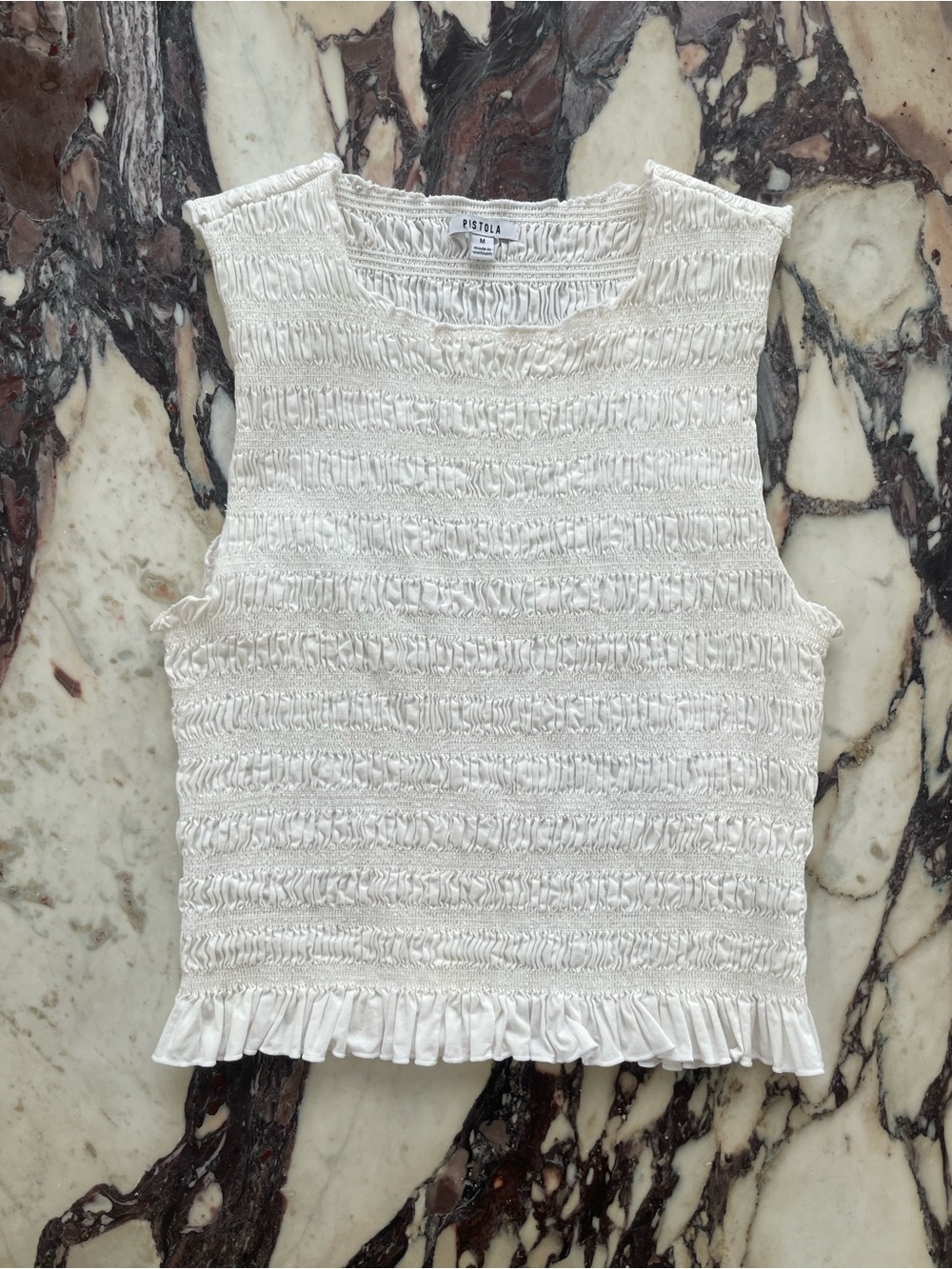 pistola White Smocked Top S M